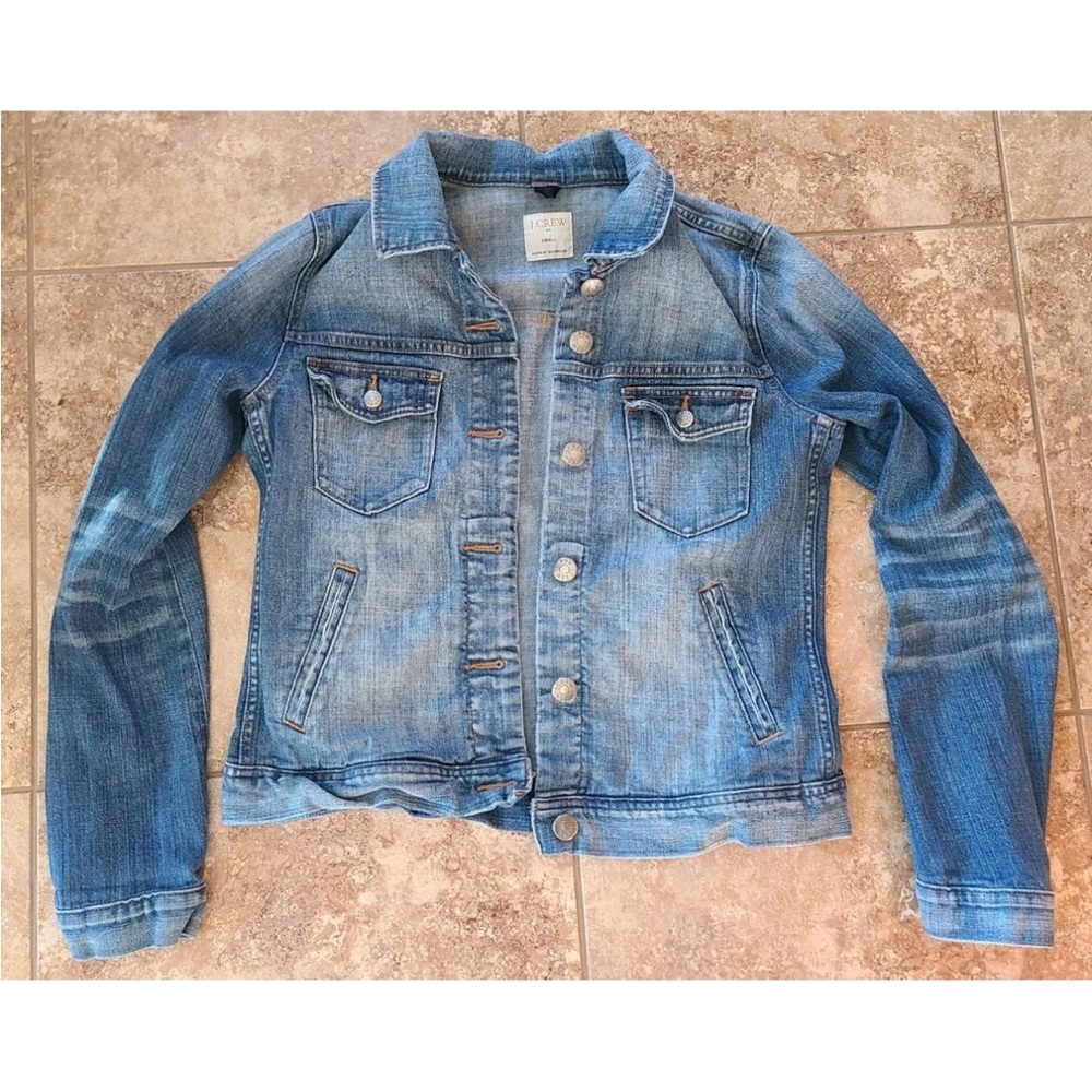Jcrew medium wash crop denim jacket EUC
